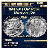 1941-p Mercury Dime TOP POP! 10c ms68+ FSB SEGS