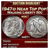 1947-d Walking Liberty Half Dollar Near Top Pop! 5