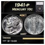 1941-p Mercury Dime 10c ms67 SEGS