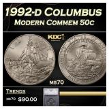 1992-d Columbus Modern Commem Half Dollar 50c ms70