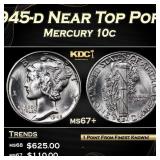 1945-d Mercury Dime Near Top Pop! 10c ms67+ SEGS