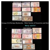 Group of 10 Foreign Banknotes - Wide Variety of Co