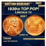 1939-d Lincoln Cent TOP POP! 1c ms68 rd SEGS