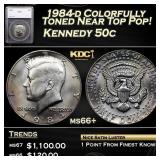 1984-d Kennedy Half Dollar Colorfully Toned Near T