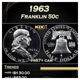 1963 Proof Franklin Half Dollar 50c pr67+ cam SEGS