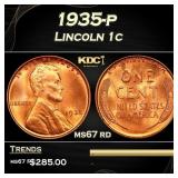 1935-p Lincoln Cent 1c ms67 rd USCG