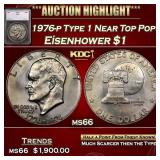 1976-p Type 1 Eisenhower Dollar Near Top Pop! $1 m