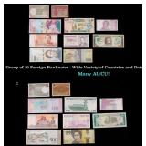 Group of 10 Foreign Banknotes - Wide Variety of Co