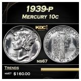 1939-p Mercury Dime 10c ms67 SEGS