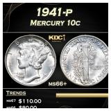 1941-p Mercury Dime 10c Grades ms66+ SEGS