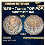 1956-p Roosevelt Dime Toned TOP POP! 10c ms68 SEGS