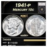 1941-p Mercury Dime 10c Grades ms66+ SEGS