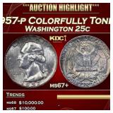 1957-p Washington Quarter Colorfully Toned 25c ms6