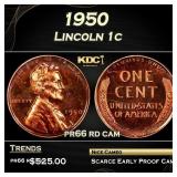 1950 Proof Lincoln Cent 1c pr66 rd cam SEGS