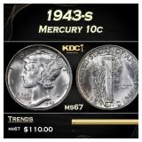 1943-s Mercury Dime 10c ms67 SEGS