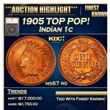 1905 Indian Cent TOP POP! 1c ms67 rd SEGS