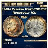 1949-p Roosevelt Dime Rainbow Toned TOP POP! 10c m