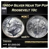 1960-p Roosevelt Dime Silver Near Top Pop! 10c ms6