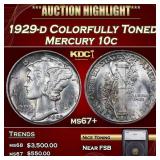1929-d Mercury Dime Colorfully Toned 10c ms67+ SEG