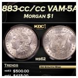 CACG 1883-cc/cc VAM-5A Morgan Dollar $1 ms62 CACG