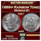 1889-p Morgan Dollar Rainbow Toned 1 ms66 USCG
