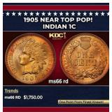 1905 Indian Cent Near Top Pop! 1c ms66 rd SEGS