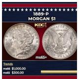 1889-p Morgan Dollar $1 Grades ms65+