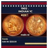 1902 Indian Cent . 1c Grades ms64 rd