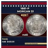 1881-p Morgan Dollar $1 Grades ms65