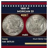 1891-p Morgan Dollar $1 Grades ms64