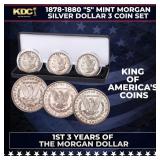 1878-1880 "S" Mint Morgan Silver Dollar 3 Coin Set