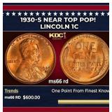 1930-s Lincoln Cent Near Top Pop! 1c Grades ms66 r