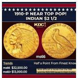 1910-p Gold Indian Quarter Eagle Near Top Pop! $2