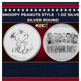 Snoopy Peanuts Style - 1 oz Silver Round Round