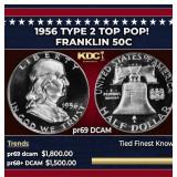1956 Type 2 Proof Franklin Half Dollar TOP POP! 50