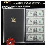 Scarce Uncut Sheet of 4x 2003A $1 Federal Reserve