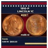 1910-p Lincoln Cent 1c Grades ms66 rd
