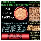 BU Shotgun Lincoln 1c roll, 1982-p 50 pcs Bank Wra