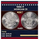 1886-p Morgan Dollar $1 Grades ms65+
