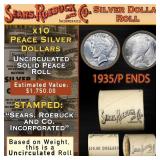 UNC SEARS Peace Silver Dollar $1 10 Coin Roll 1935