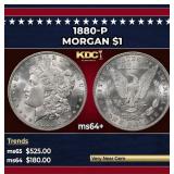 1880-p Morgan Dollar $1 Grades ms64+
