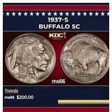 1937-s Buffalo Nickel 5c Grades ms66