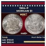 1904-p Morgan Dollar $1 Grades ms63+