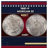1881-p Morgan Dollar $1 Grades ms63+