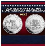 2024 Elephant 1 oz .999 Silver Somalia 100 Shillin