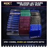 1968-2008 40 Years Proof Set Run - 273 Coins, 41 C