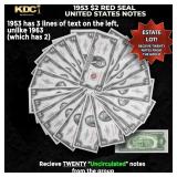 20x 1953 $2 Red Seal United States Note Grades CU