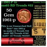 BU Shotgun Lincoln 1c roll, 1961-p 50 pcs Bank Wra