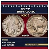 1927-p Buffalo Nickel 5c Grades ms65+