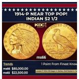 1914-p Gold Indian Quarter Eagle Near Top Pop! $2